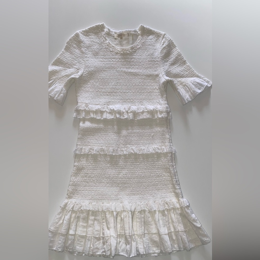 LoveShackFancy White Ruffle Mini Dress - Picture 2 of 9